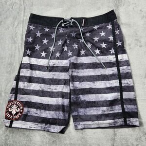 Affliction Boardshort Size 34 Premium Stars‎ & Stripes Flag Cross Patch Unlined